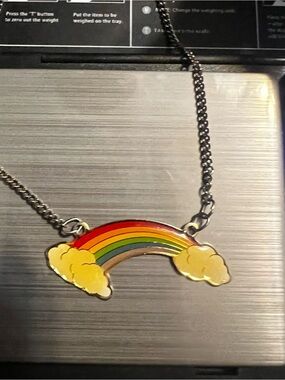 Rainbow Enamel Pendant Charm Multicolor 1980s Vintage